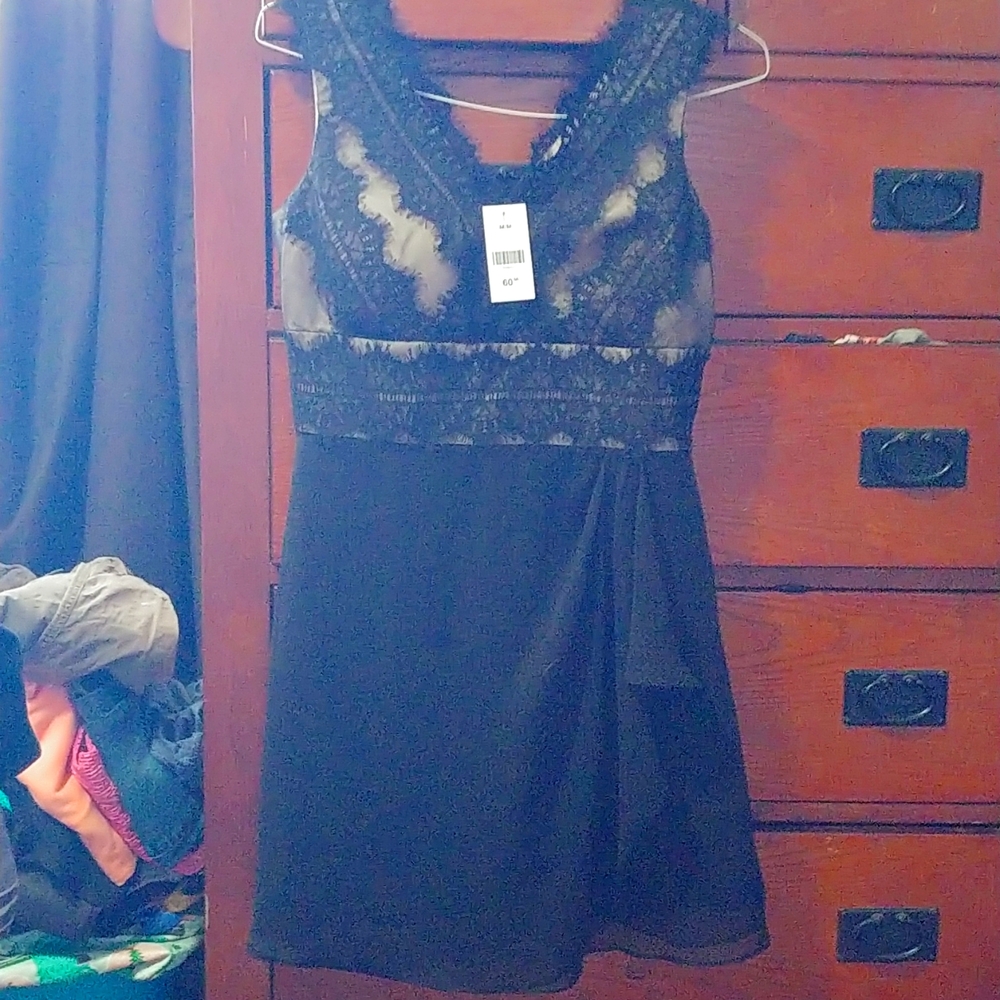 Suzy Shier M/M Light Beige & Black Lace BNWT Dress